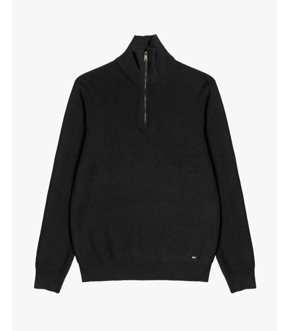 Maglia con collo a imbuto e zip