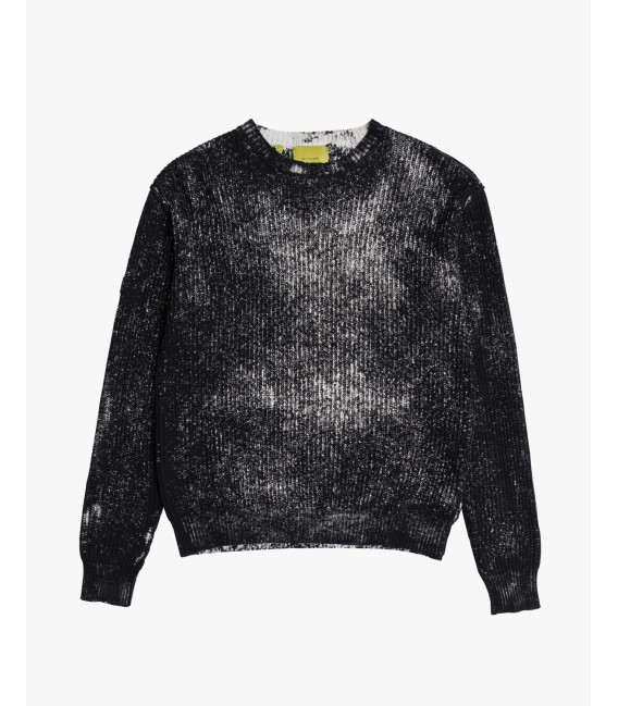 Maglione girocollo in cotone con effetto delave