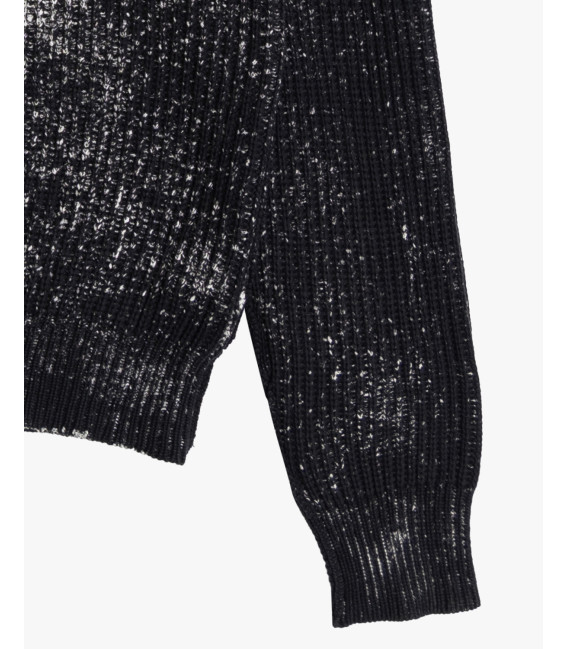 Maglione girocollo in cotone con effetto delave
