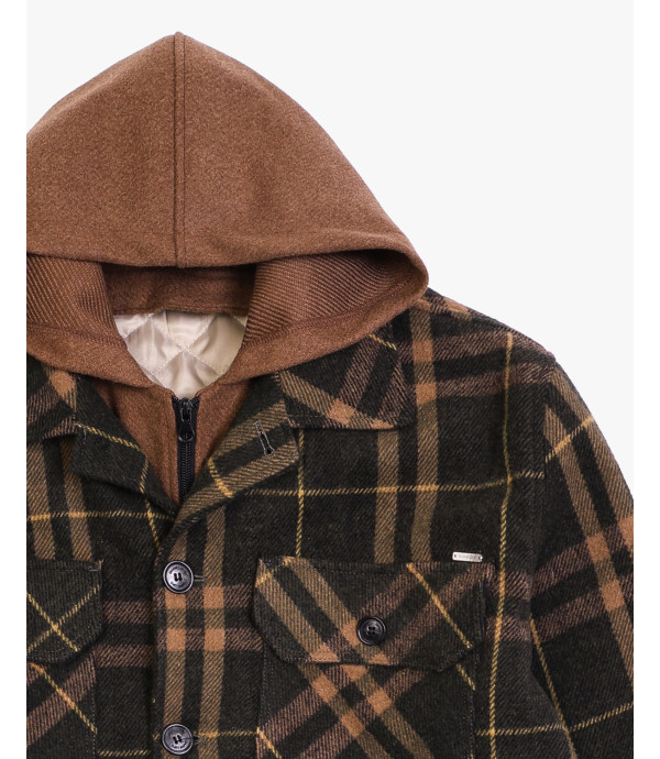 Checked overshirt with removable vest and hood