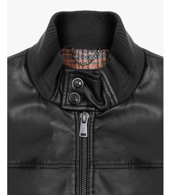 Faux-leather bomber jacket