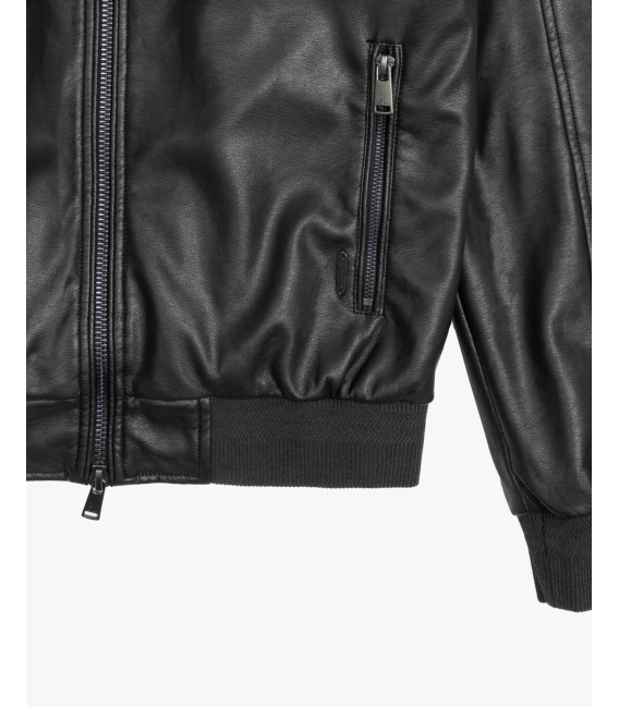 Faux-leather bomber jacket