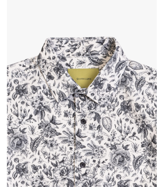Floral printed corduroy shirt