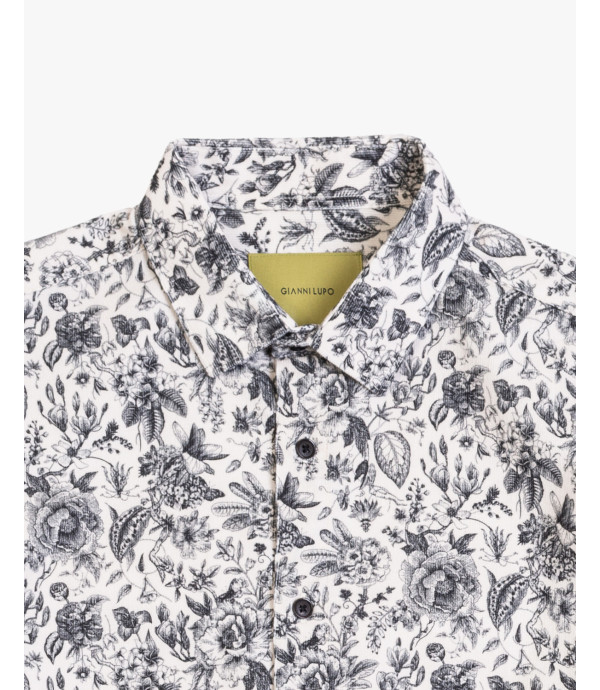 Floral printed corduroy shirt