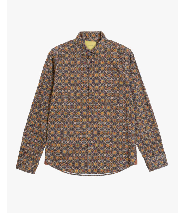 Geometric printed corduroy shirt