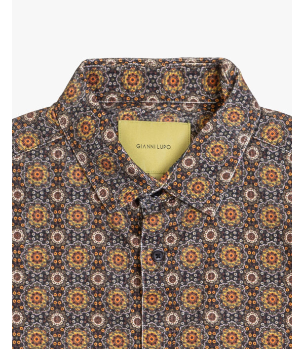 Geometric printed corduroy shirt