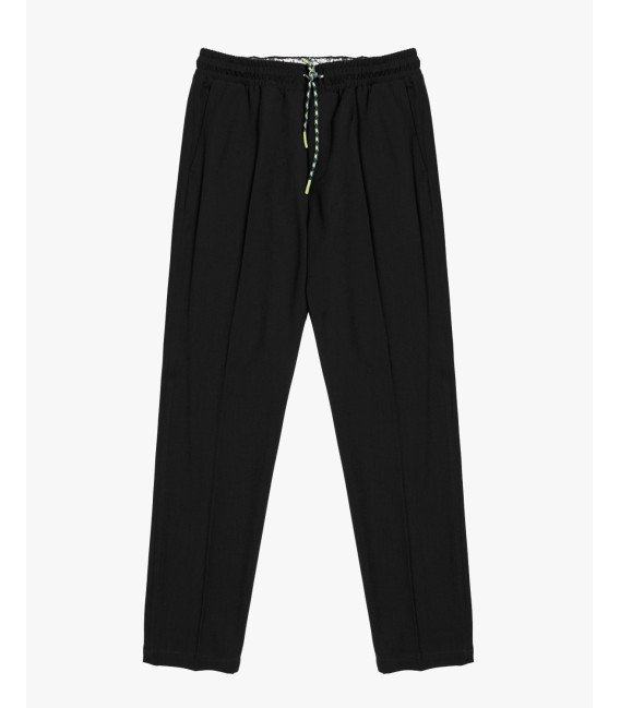 Technical fabric trousers with drawstrings