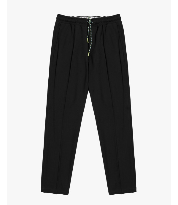 Technical fabric trousers with drawstrings