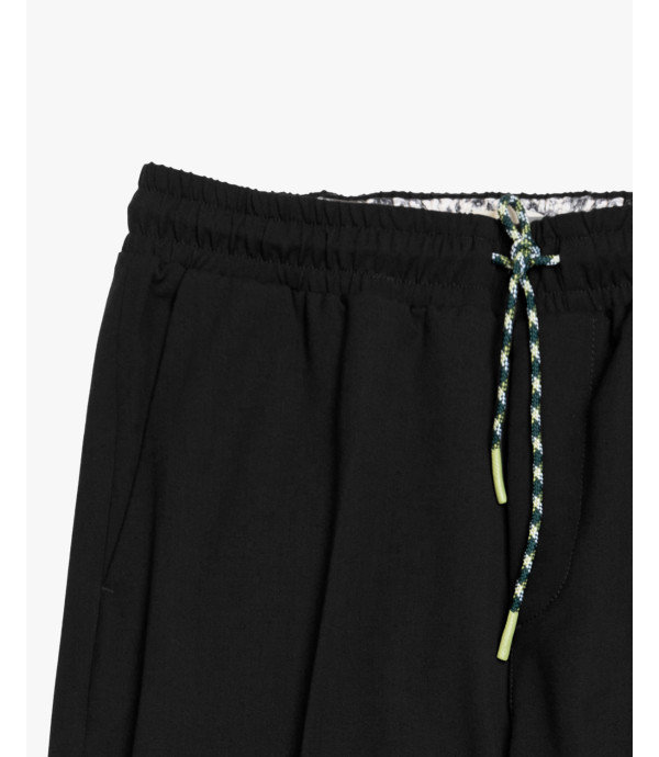 Technical fabric trousers with drawstrings