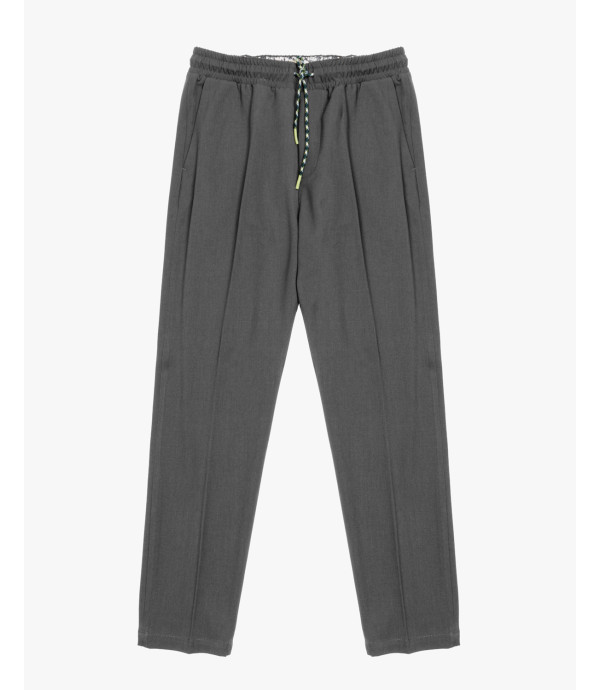 Technical fabric trousers with drawstrings