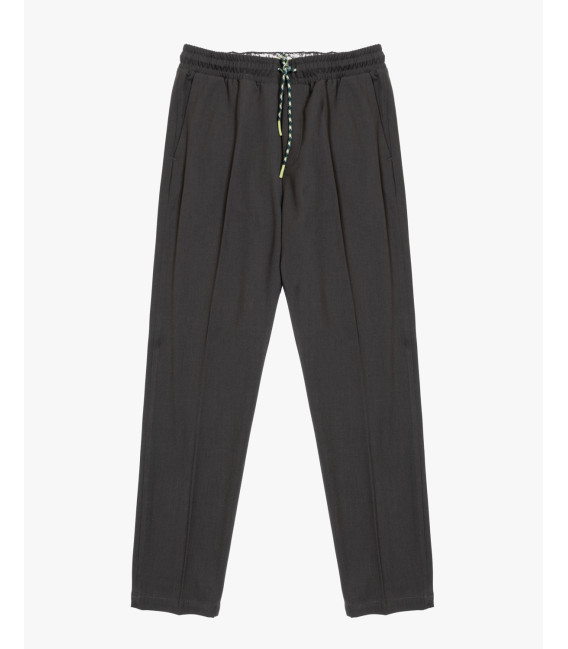 Technical fabric trousers with drawstrings