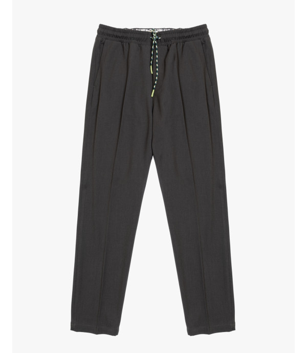 Technical fabric trousers with drawstrings