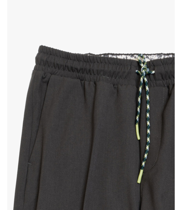 Technical fabric trousers with drawstrings