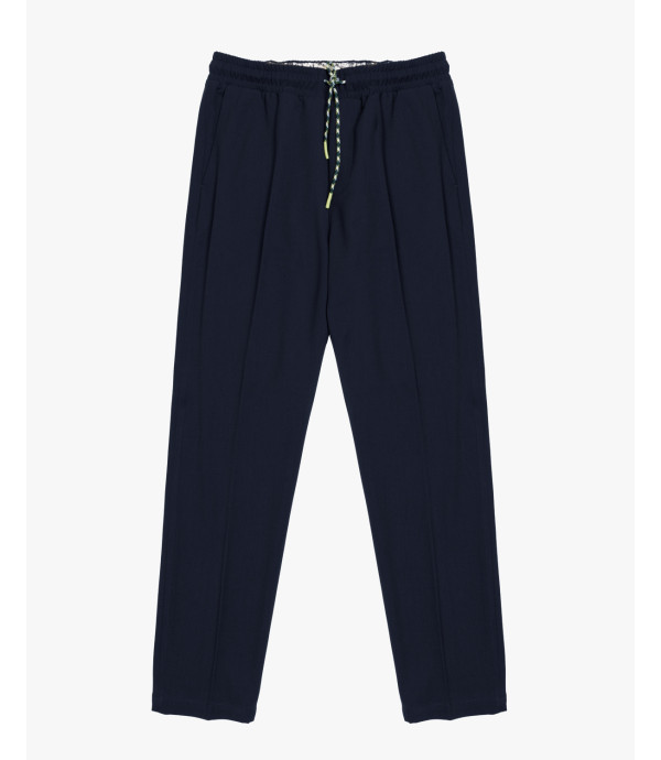 Technical fabric trousers with drawstrings