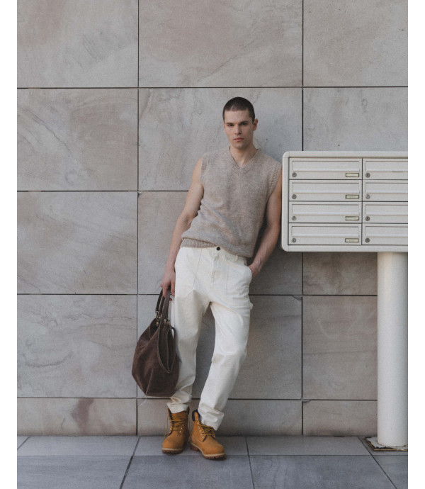 Workwear-style cotton twill trousers