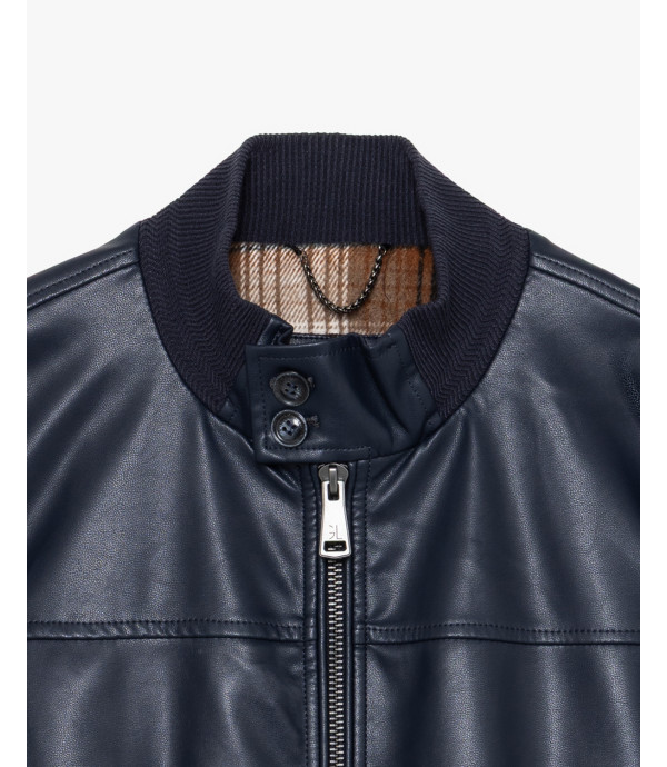 Faux-leather bomber jacket