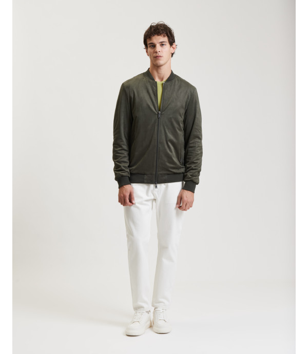 Faux-suede bomber jacket
