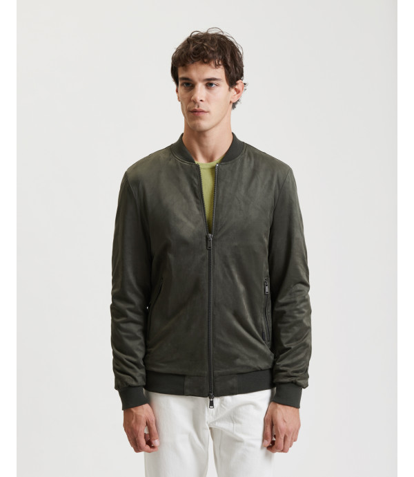 Faux-suede bomber jacket