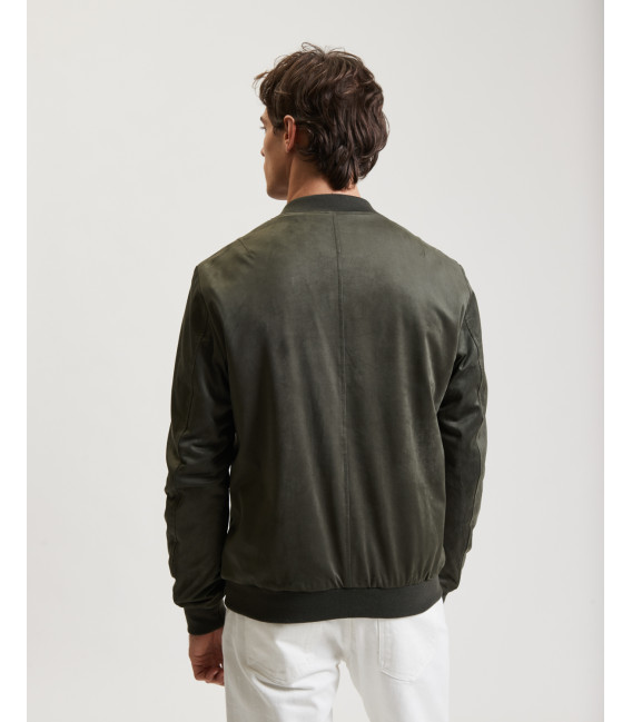Giubbotto bomber effetto camoscio