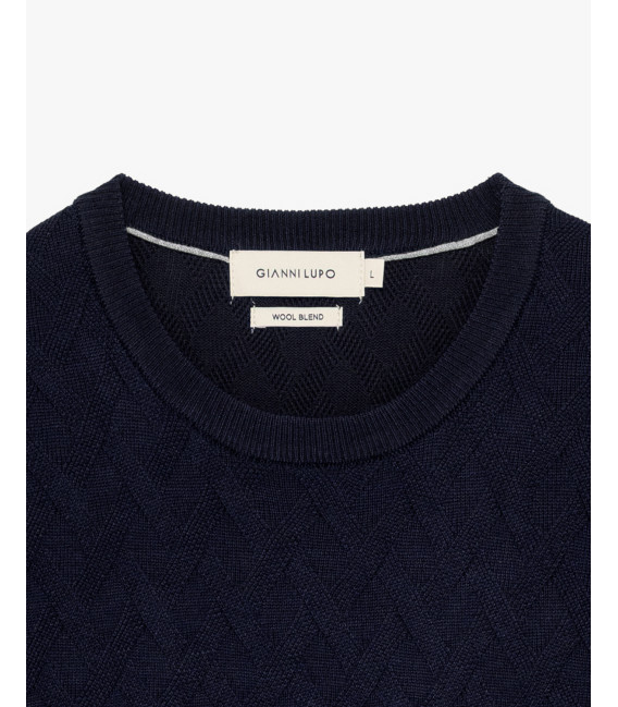 Crew-neck wool-blend sweater
