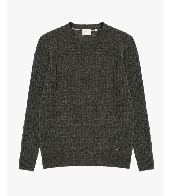 Chenille cable-knit crew-neck sweater