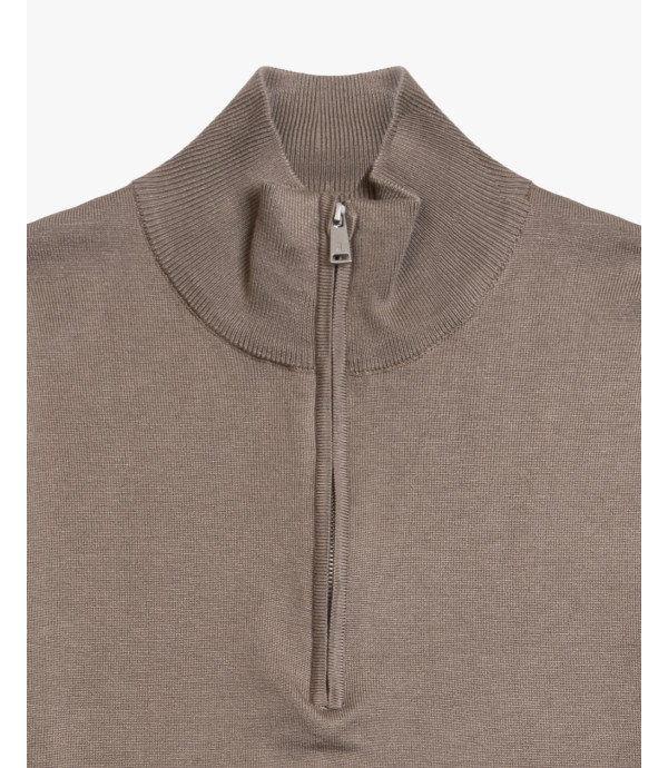 Cotton sweater with quarter zip colla