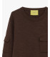 Crew-neck sweater in wool blend with chest pocket and sleeve detail