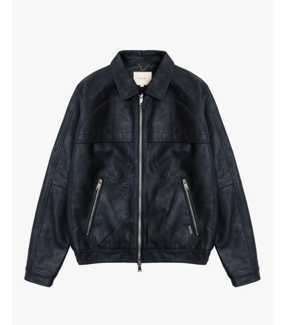 Faux-leather bomber jacket