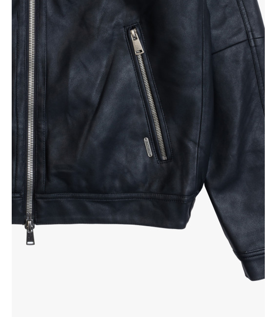 Faux-leather bomber jacket