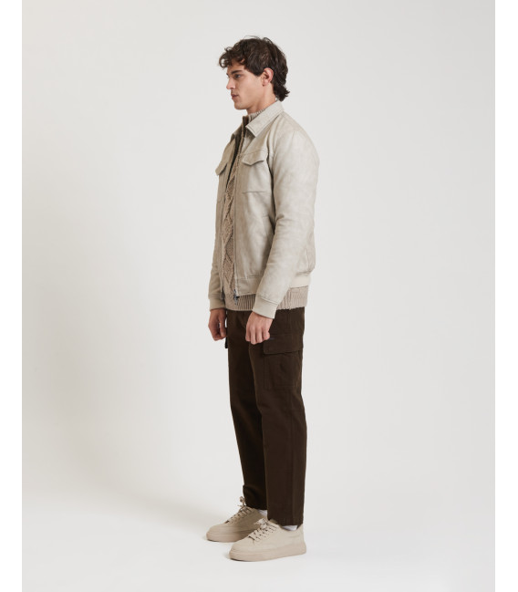 Faux-leather bomber jacket