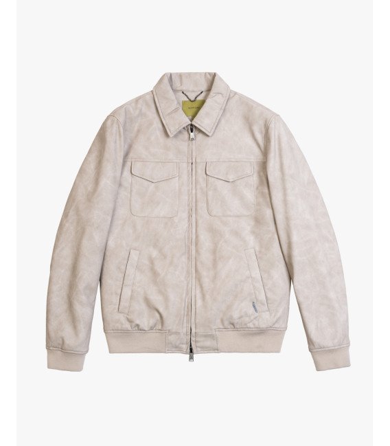 Faux-leather bomber jacket