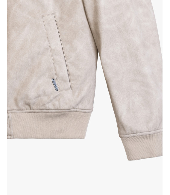 Faux-leather bomber jacket