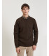 Crew-neck sweater in wool blend with chest pocket and sleeve detail