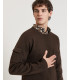 Crew-neck sweater in wool blend with chest pocket and sleeve detail