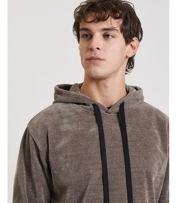 Hooded chenille sweatshirt