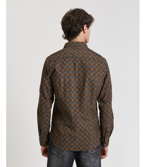 Geometric printed corduroy shirt