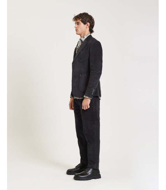 Floral printed corduroy shirt