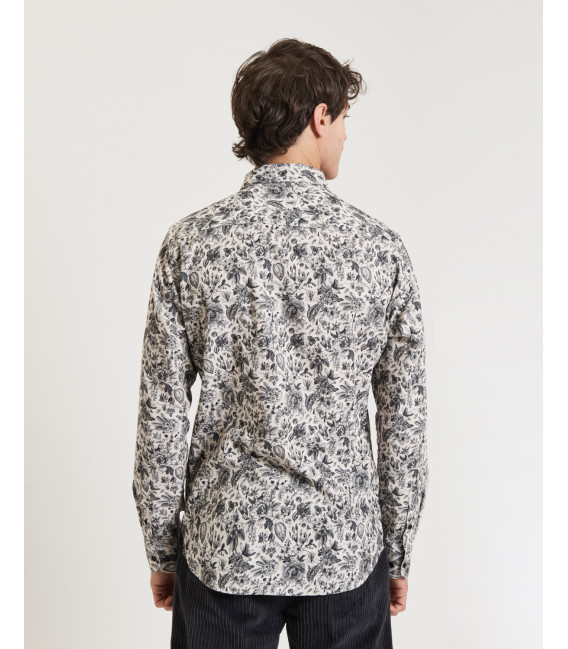Floral printed corduroy shirt
