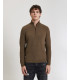 Maglione a coste diagonali con collo a zip