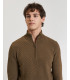 Maglione a coste diagonali con collo a zip