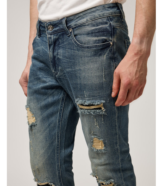 Jeans KEVIN skinny fit medium wash con strappi