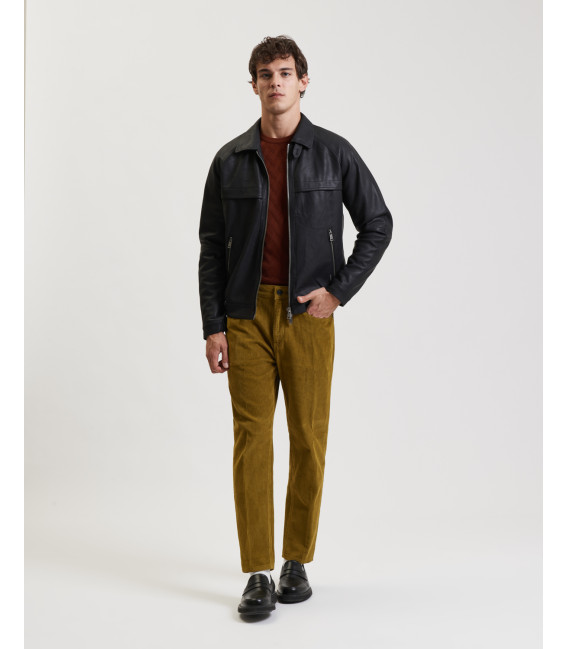 Faux-leather bomber jacket