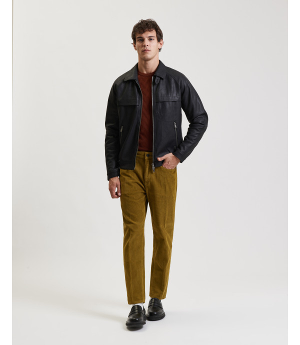 Faux-leather bomber jacket