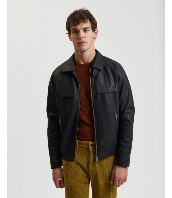 Faux-leather bomber jacket