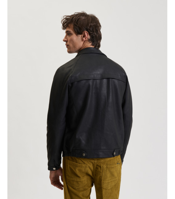 Faux-leather bomber jacket