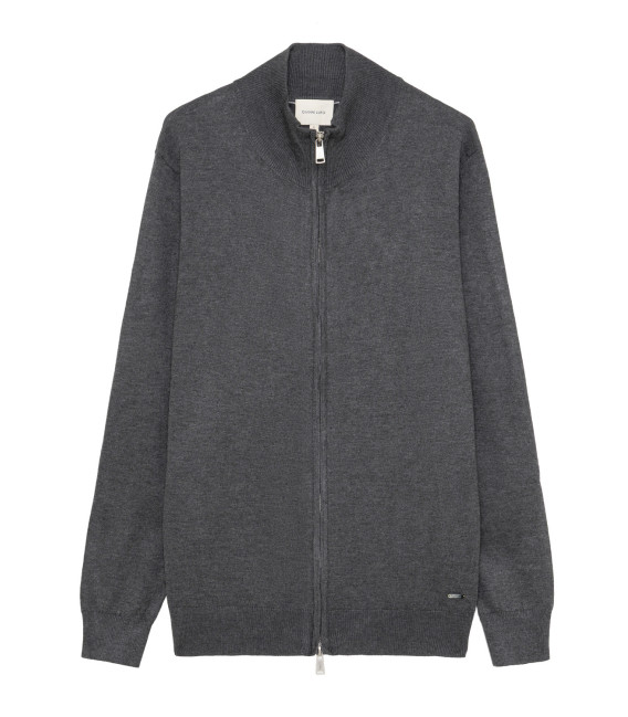 Fine-knit cardigan with high collar