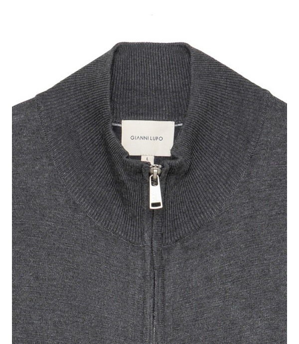Fine-knit cardigan with high collar