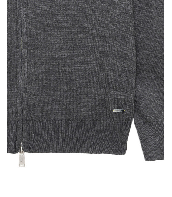 Fine-knit cardigan with high collar