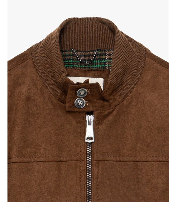 Faux-suede bomber jacket