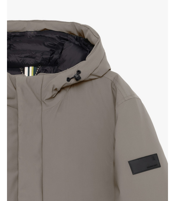 Tech fabric parka with hood